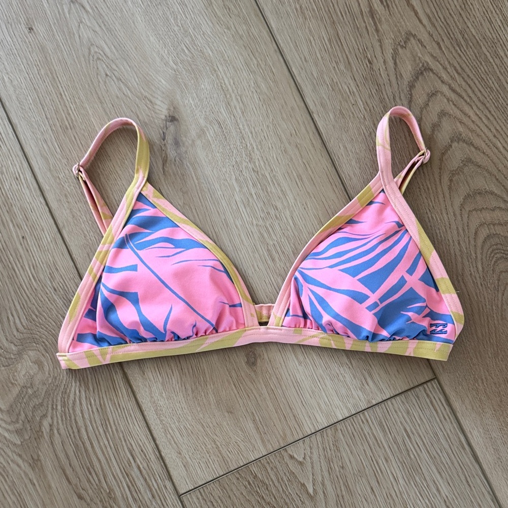 Pink and Blue Tropical Bikini Top